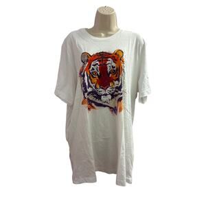Bella + Canvas White T-Shirt Tiger Head Graphic Size XL Pre-owned
